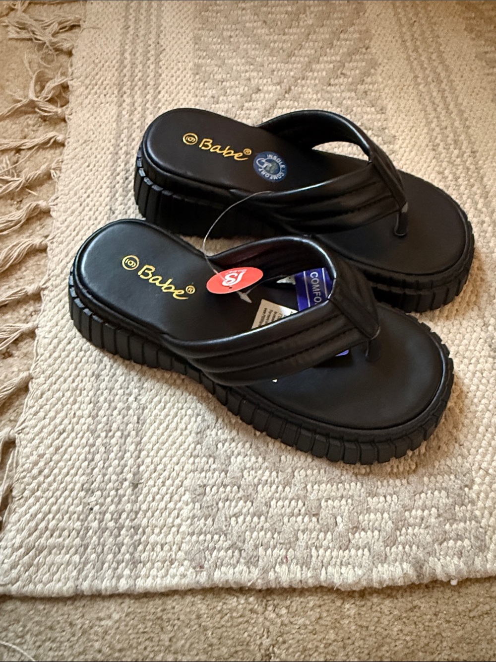 Babe Black Platform Flip Flops - Cushioned Comfort